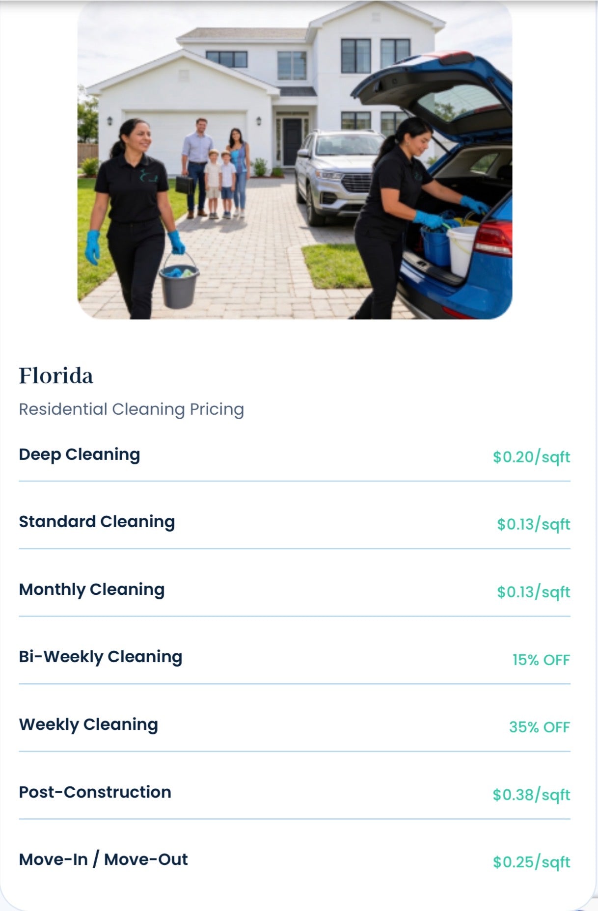 Residential Cleaning Pricing